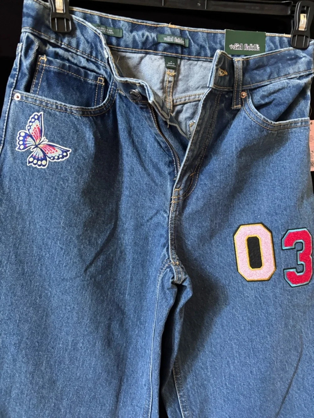 wild fable Blue Embroidered Patchwork Boyfriend Jeans - Picture 5 of 8
